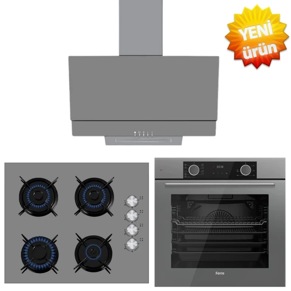 Ferre ve AFM Tech Markalı / MENO FRYART AİRFRY /Antrasit Ankastre Set ( XE63CPR + FM2210 + FM3407 ) ürün görseli 1