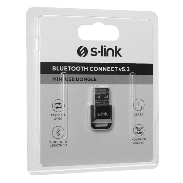 S-link SLX-BL053 Bluetooth 5.3 Alıcı, Mini Dongle Usb Alıcı, Bluetooth 5.3 Adaptör, USB Bluetooth 5.3, Win7/8/10/11 Tak Çalıştır, Çoklu Cihaz Bağlama (PC içindir) - Resim 4