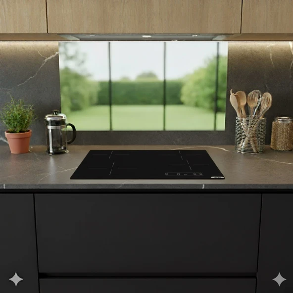 Ferre ve AFM Tech Markalı / Stella Elektrikli Vitro. Sessiz Ankastre Set (D082-SA + V6-04 + FM7710) - Resim 5