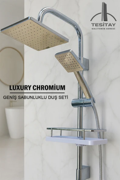 4 Lü Batarya Duş Takımı Geniş Şampuanlıklı Robot Duş Seti Banyo Lavabo Mutfak Muslukları Armatür - Resim 4