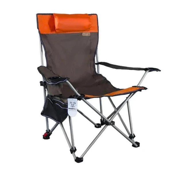 Katlanır Kamp Sandalyesi - Şezlong - Madfox Prowler - 3 Kademeli - Kahve/Turuncu - Taşıma Çantalı - Resim 3