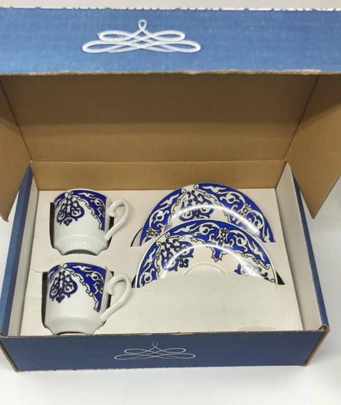 LEBRON Kütahya Porselen Kahve Fincanı 2 li Türk Kahve Seti Osmanlı Çini ürün görseli 1