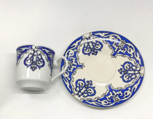 LEBRON Kütahya Porselen Kahve Fincanı 2 li Türk Kahve Seti Osmanlı Çini - Resim 2