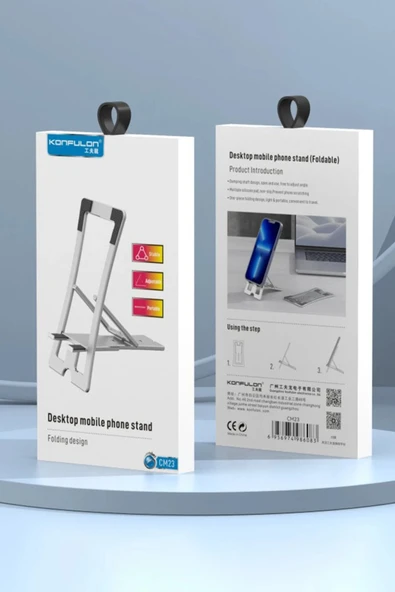 CM23 Ayarlanabilir Katlanabilir Masaüstü Telefon Tutucu - Gümüş-(5796) - Resim 4