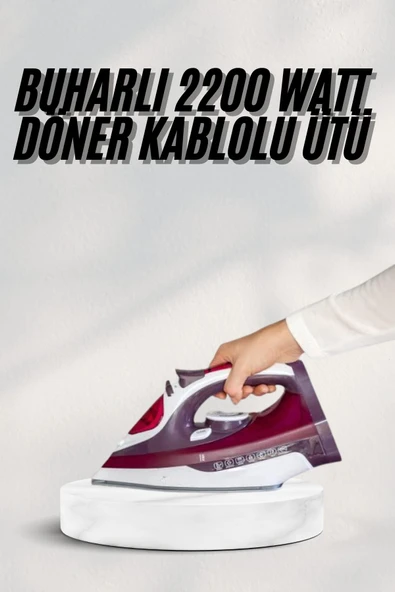 Yeni Nesil Kırmızı Buharlı Ütü 2200 Watt Seramik Tabanlı Yüksek Buhar Gücü ürün görseli 1