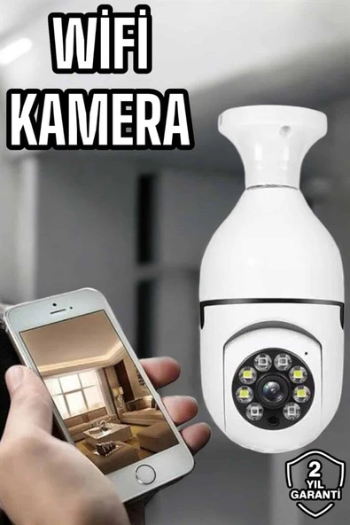 Ampul Görünümlü Güvenlik Kamerası Duylu Wifi Kamerası Dönebilen - Resim 2