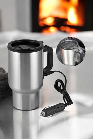 Kettle Kapaklı Araç İçi Termos Tüm Arabalara Uyumlu Çakmaklık Girişli Su Isıtıcı Bardak - Resim 3