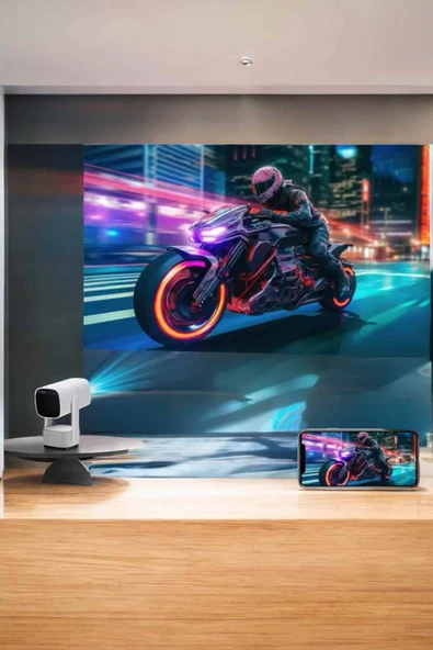 Akıllı Projeksiyon Powerbankli Taşınabilir Sinema Projektörü 4k HD Kaliteli - Resim 2
