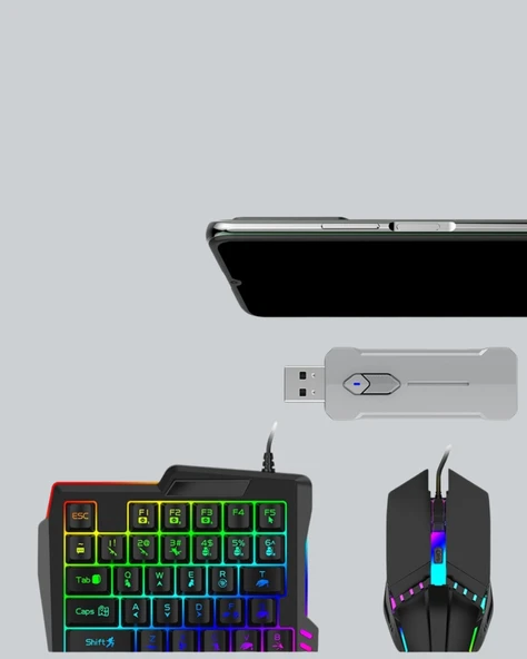 5’i 1 Arada Mobil Oyun Seti Klavye Mouse Dönüştürücü iOS & Android - Resim 5
