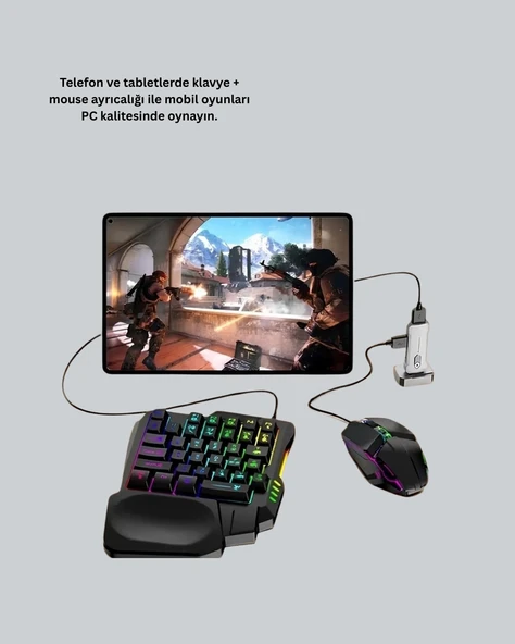 Android Uyumlu Oyun Klavye Mouse Seti | Taşınabilir & Dayanıklı - Resim 5