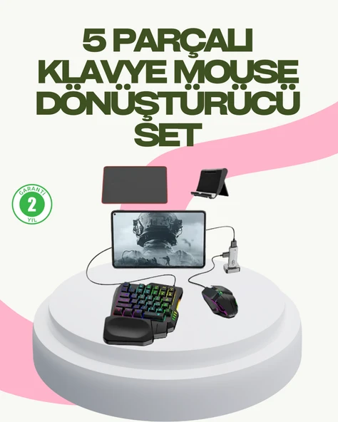 Rekabetçi Mobil Oyun Aksesuarı | Klavye + Mouse + Hızlı Dönüştürücü ürün görseli 1