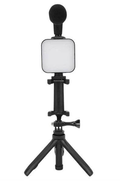 Telefon Tutucu Mini Mikrofonlu Tripod Vlog Çekim Video - Resim 5