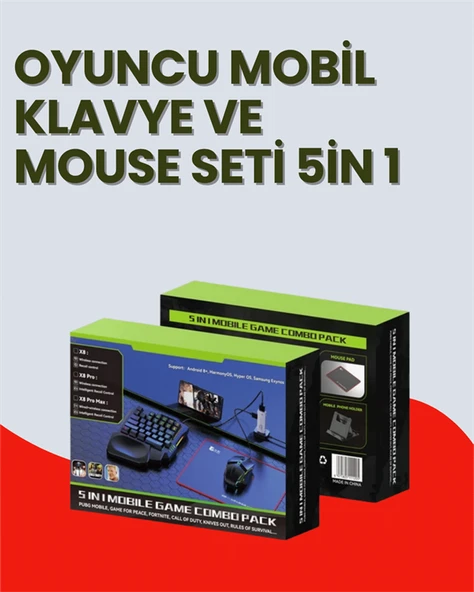 5in1 BT5.3 Mobil Oyun Kiti Klavye Mouse Dönüştürücü Seti - Resim 2