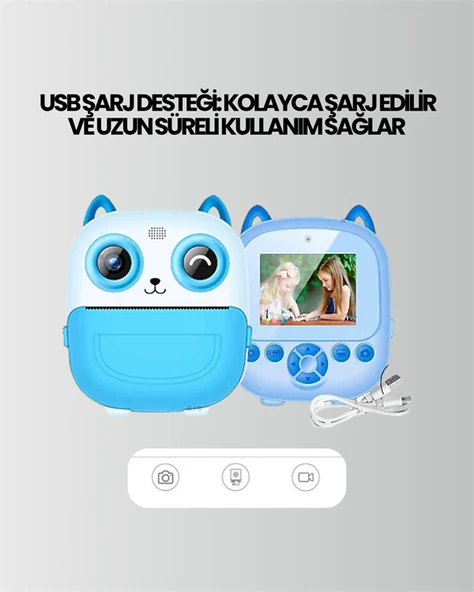 2.4” Ekranlı Mini Kamera – 1080p Kayıt + Mürekkepsiz Yazdırma - Resim 5