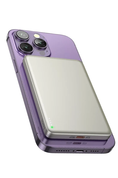 Hoco. Q26 5.000 mAh PD Magsafe Mini Powerbank - Gold - Resim 3