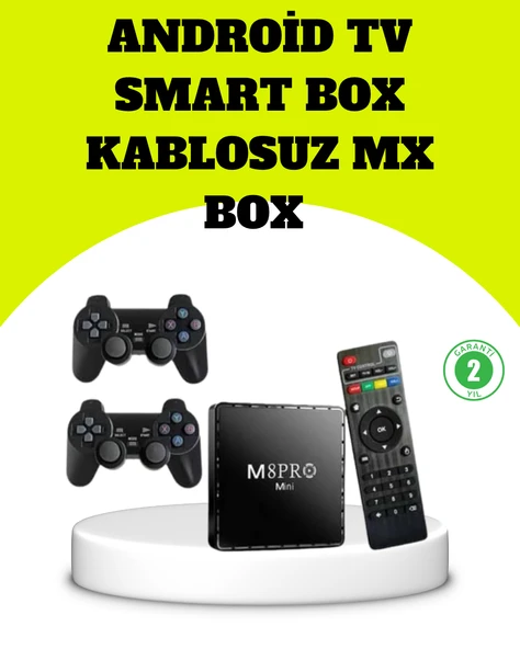M8Pro Android TV Box ve Retro Oyun Konsolu 64GB ürün görseli 1