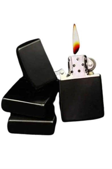 Doldurulabilir Siyah Benzinli Çakmak Metalik - Resim 4