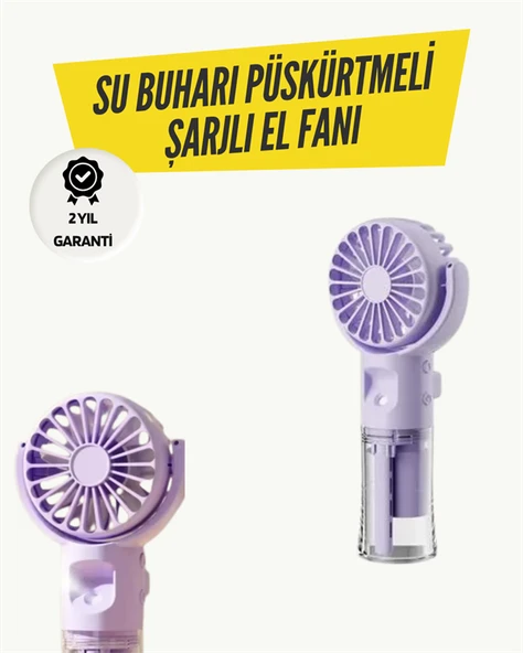 Mini Masaüstü ve El Tipi Buğu Fanı – Su Depolu, Şarj Edilebilir, Nemlendirici Özellikli ürün görseli 1