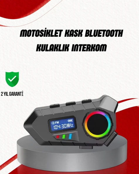 Suya Dayanıklı Bluetooth  İnterkom 5.4 Hoparlör 500mAh Batarya ve FM Radyo Özellikli ürün görseli 1