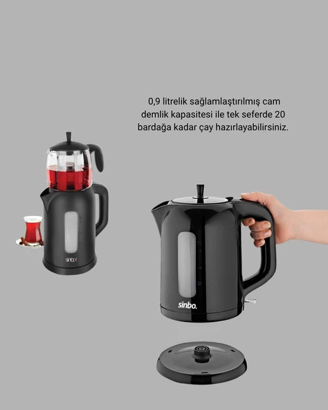 Çaycı Cam Demlikli 1800W Güçlü ve Sıcak Tutmalı Elektrikli Çay Makinesi - Resim 3