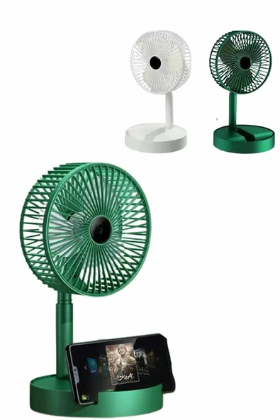 3 Kademe Hız Ayarlı Vantilatör Telefon Standlı Şarjlı Katlanabilir Soğutucu Pervane ürün görseli 1