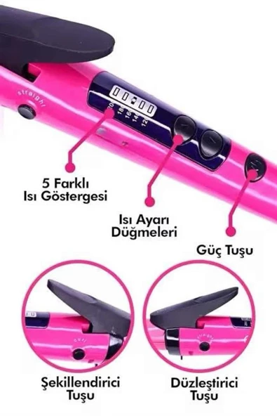 Saç Düzleştirici Şekillendirici Saç Maşası İkili Şekillendirici Isı Ayarlı ürün görseli 1