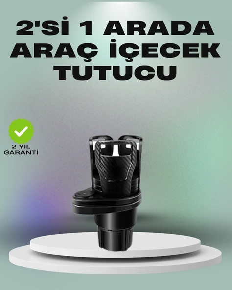 Araba Çift Bardak Tutucu 360° Dönebilen İkisi Bir Arada Ayarlanabilir ürün görseli 1