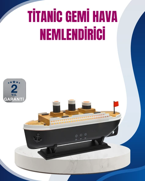 Dekoratif Gemi Modeli 7 Renk Işıklı Hava Nemlendirici ve Oda Kokusu Difüzörü ürün görseli 1