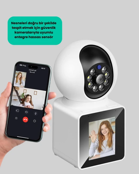 WiFi İç Mekan Kamera 2K Gece Görüşlü Çift Yönlü Görüntü Konuşma Destekli - Resim 5
