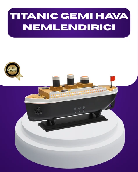 Titanik Gemi Tasarımlı LED Işıklı Hava Nemlendirici Buhar Efektli Oda Difüzörü ürün görseli 1