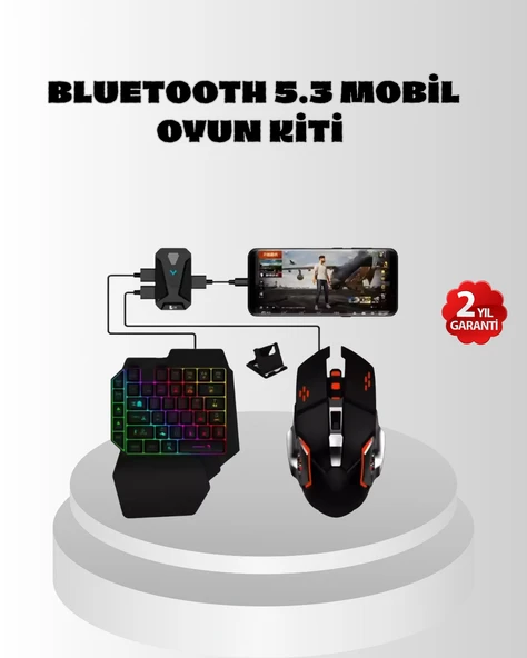 Mobil Gaming Oyun Seti 5in1 X8 Pro Çipset RGB Klavye Mouse Telefon Tutucu ürün görseli 1