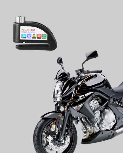 Anti Hırsızlık 110 dB Alarm Disk Fren Kilidi Suya Dayanıklı Çelik Güvenlik Kilidi - Resim 4