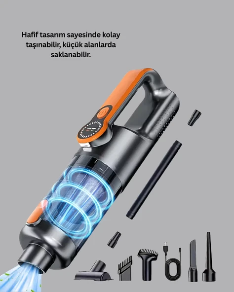 Mini El Süpürgesi Çok Başlıklı Kablosuz Vakum Güçlü Emiş Numaratör Hediyeli - Resim 3