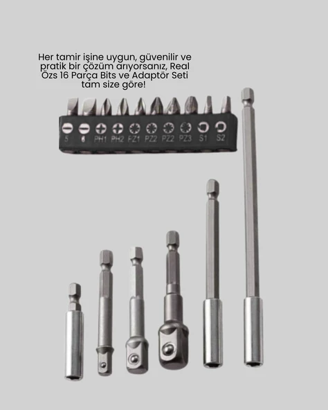 Ergonomik 16 Parça Bits Tornavida Uç ve Adaptör Seti - Resim 5