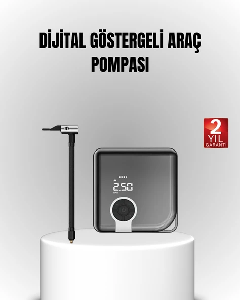 6000mAh Bataryalı Type-C Şarjlı Mini Hava Kompresörü LED Işıklı ürün görseli 1