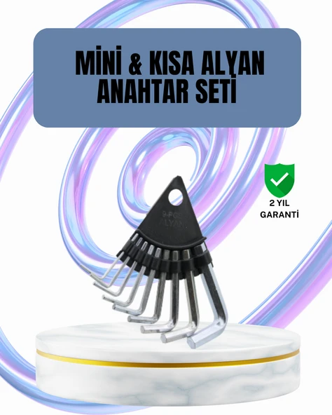 9 Parça Alyan Anahtar Seti Altıgen Uçlu Mobilya ve Tamir İçin ürün görseli 1