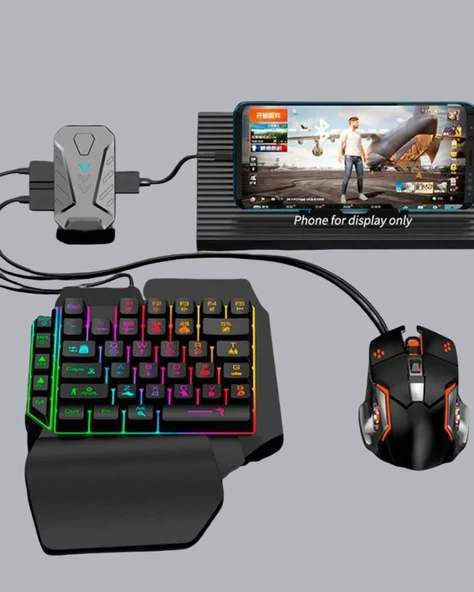 5in1 Mobil Oyun Kiti Bluetooth 5.3 Mini RGB Klavye Mouse Dönüştürücü Seti - Resim 3