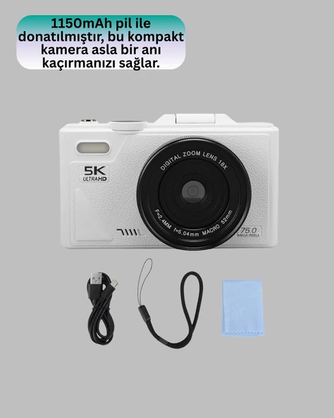 Taşınabilir 5K UHD Fotoğraf ve Video Kamera Otofokus WiFi - Resim 3