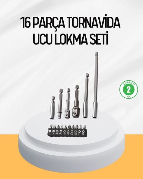 Ergonomik 16 Parça Bits Tornavida Uç ve Adaptör Seti ürün görseli 1