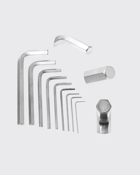 9 Parça Alyan Anahtar Seti Altıgen Uçlu Mobilya ve Tamir İçin - Resim 2