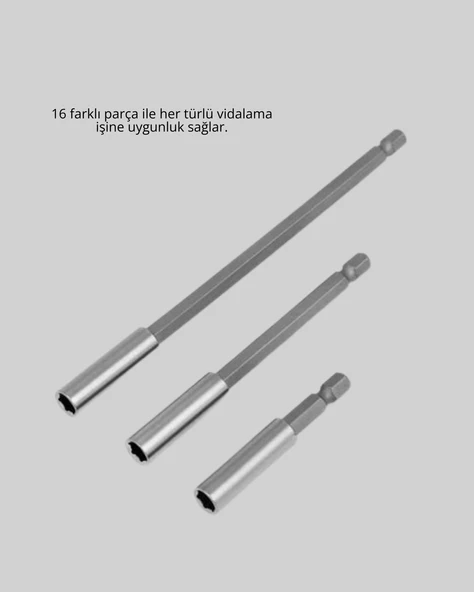 Ergonomik 16 Parça Bits Tornavida Uç ve Adaptör Seti - Resim 4