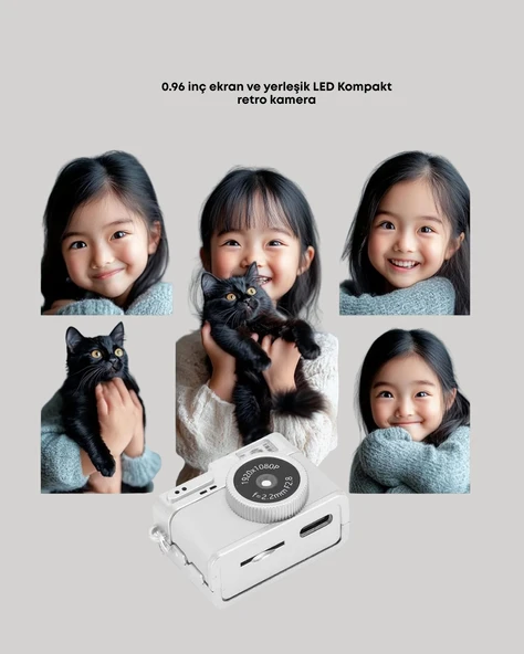 Kompakt Mini Kamera Retro Tasarım 128GB Hafıza 1080P Video - Resim 5