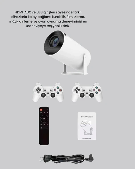 Kablosuz Projeksiyon Cihazı 4K Destekli HDMI USB Oyun Uyumlu - Resim 4