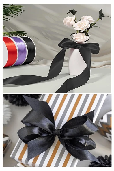 Açık Yeşil Kurdele Saten 2 Cm 10 Metre 2 Adet Saten Kurdela Parlak Hediye ve Süsleme Şeridi Süs Paketleme Çiçek Saç El - Resim 5