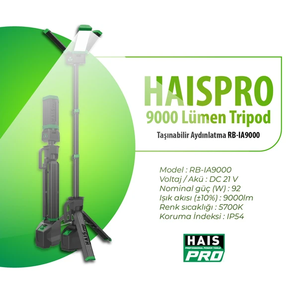 Hais Pro Taşınabilir Tripod Aydınlatma - 9000 Lümen - Resim 2