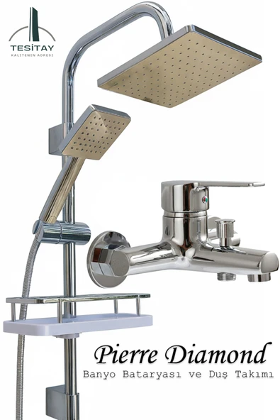 Banyo Bataryası ve Geniş Şampuanlıklı Metalik Robot Duş Seti Duş Musluğu Musluk Armatür ürün görseli 1