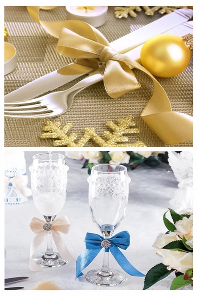 Açık Yeşil Kurdele Saten 2 Cm 10 Metre 2 Adet Saten Kurdela Parlak Hediye ve Süsleme Şeridi Süs Paketleme Çiçek Saç El - Resim 6