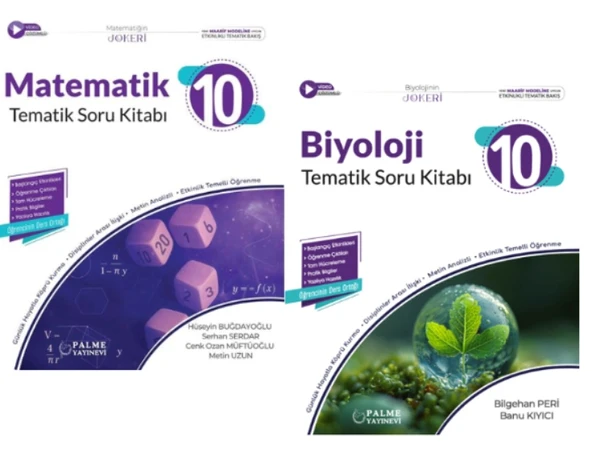 PALME YAYINEVİ 10.SINIF JOKER MATEMATİK - BİYOLOJİ TEMATİK SORU BANKASI ürün görseli 1