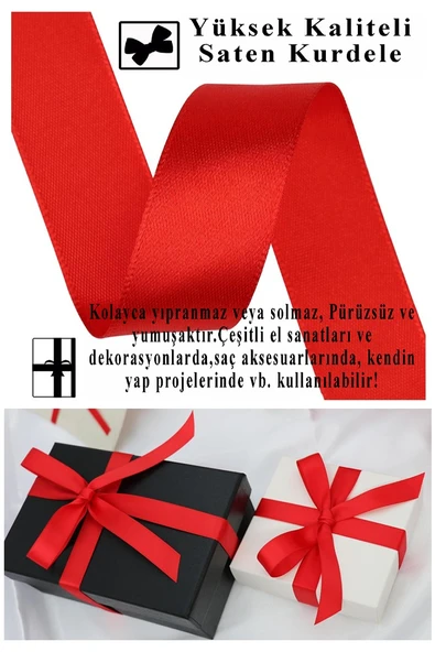 Açık Yeşil Kurdele Saten 2 Cm 10 Metre 2 Adet Saten Kurdela Parlak Hediye ve Süsleme Şeridi Süs Paketleme Çiçek Saç El - Resim 2