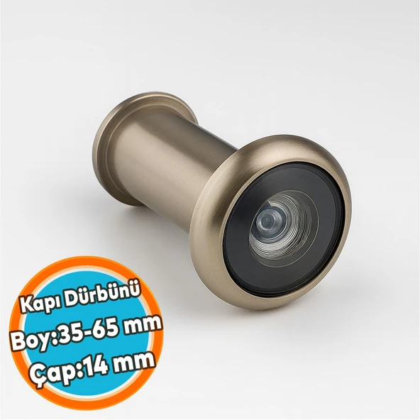 Kapı Dürbünü Kısa 35-60 mm 14 mm Delik Çapı Güvenlik Gözetleme Aparatı Metal Gövde Saten Renk ürün görseli 1